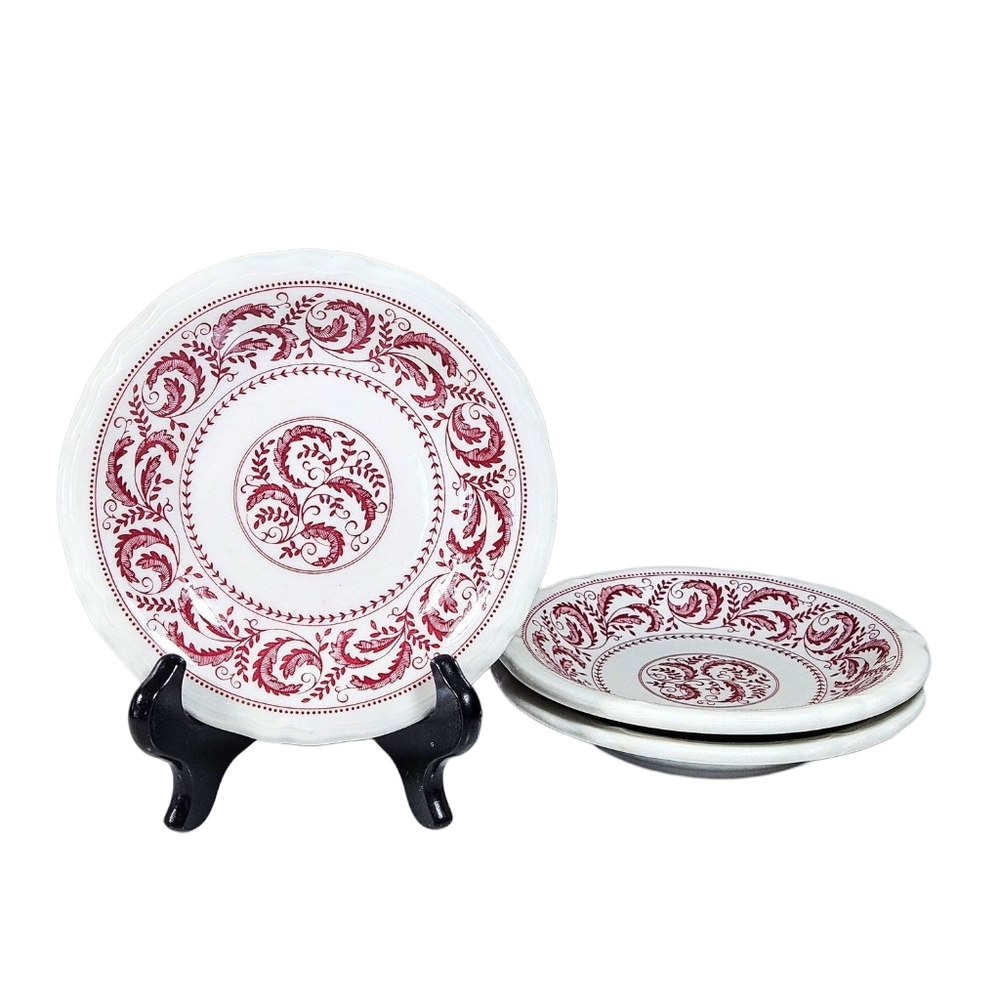 Vintage Shenango China Restaurant Ware Luncheon Plate 6 in Red Pink Set Of 3